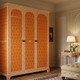 Hand-Painted Orange Geometric Wardrobe | Luxury Handmade Wardrobe
