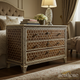 Vintage Wooden Chest of Drawers with Inlaid Geometric Design | Luxury Handmade Dresser