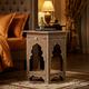 Handcrafted Inlaid Bone and Wood Side Table | Luxury Handmade Bedside Table