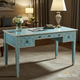 Elegant Blue Floral Inlaid Writing Desk | Luxury Handmade Desk