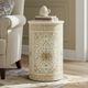 Elegant Ivory & Gold Ceramic Barrel | Luxury Handmade Side Table