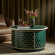 Hexagonal Pattern Green Round Coffee Table | Luxury Handmade Coffee Table