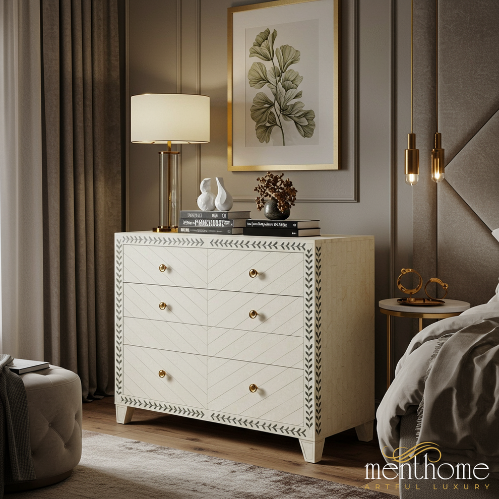 Elegant White Decorative Chest of Drawers | Luxury Handmade Dresser Menthome USA Elegant White Decorative Chest of Drawers | Luxury Handmade Dresser Menthome USA