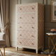 Elegant Pink and White Patterned Wooden Dresser | Luxury Handmade Tallboy