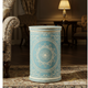Elegant Blue and Gold Patterned Ceramic Stool | Luxury Handmade Side Table