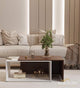 Dzire Coffee Table In Brown Wenge & Cold White Finish | Luxury Handmade Coffee Table