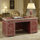 Handcrafted Red Inlaid Wooden Desk with Floral Design | Luxury Handmade Desk