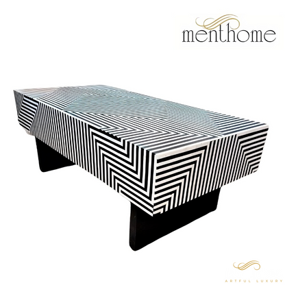 Bone Inlay Stripe Design Coffee Table | Luxury Handmade Coffee Table