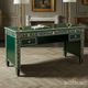 Classic Green Wooden Desk with Floral Inlay | Luxury Handmade Desk