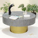 Round Waterfall Coffee Table Bone Inlay | Luxury Handmade Coffee Table