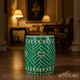 Green Geometric Pattern Ceramic Garden Stool | Luxury Handmade Stool
