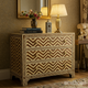 Elegant Chevron Pattern Wooden Chest of Drawers with Gold Accents | Luxury Handmade Dresser