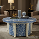 Handcrafted Blue and White Floral Inlay Coffee Table | Luxury Handmade Coffee Table