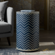 Chevron-Patterned Ceramic Side Table | Luxury Handmade Side Table