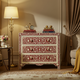 Handcrafted Red and White Floral Bone Inlay Chest of Drawers | Luxury Handmade Chest of Drawer