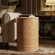 Elegant Carved Ceramic Drum | Luxury Handmade Side Table