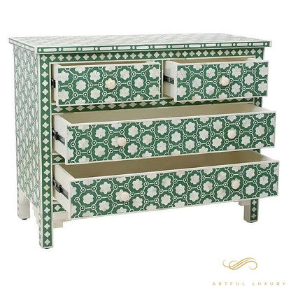Indigo Blue Floral Design dresser | Luxury Handmade Dresser
