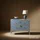 Blue and White Sunburst Patterned Chest of Drawers | Luxury Handmade Chest of Drawer