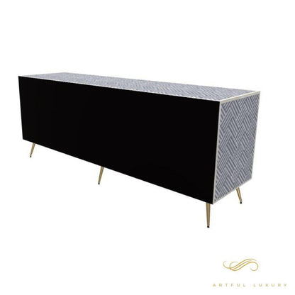 Geometric-Bone Inlay -Rectangular- Tv Cabinet | Luxury Handmade TV Cabinet