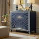 Navy Blue Decorative 2-Drawer Chest with White Sunburst Design | Luxury Handmade Dresser