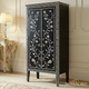 Black Floral Inlay Wooden Storage Cabinet | Luxury Handmade Tallboy