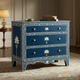 Hand-Painted Blue Floral Three-Drawer Chest | Luxury Handmade Chest of Drawer