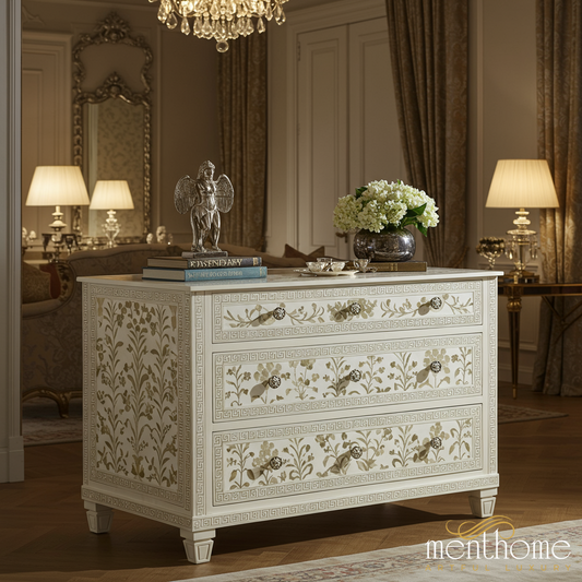 Elegant Antique Floral Painted Chest of Drawers | Luxury Handmade Chest of Drawer