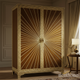 Elegant Sunburst Pattern Wooden Wardrobe | Luxury Handmade Wardrobe