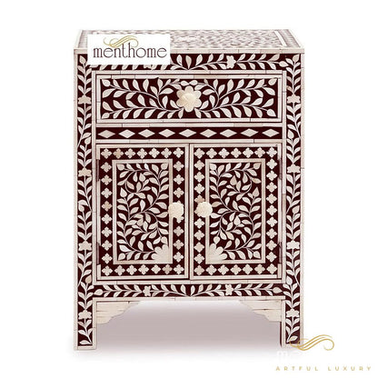 Handmade Bedside Table Handmade Design Bone inlay Commode, Bone Inlay Drawer, Bone Inlay Furniture Pattern Furniture Handmade Wooden Table | Luxury Handmade Bedside Table