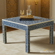 Handcrafted Blue and White Bone Inlay Coffee Table | Luxury Handmade Coffee Table