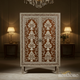 Ornate Wooden Inlaid Cabinet with Floral Design | Luxury Handmade Cabinet