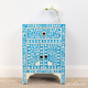 Handcrafted Furniture Bone Inlay Light Blue Bedside Table | Luxury Handmade Bedside Table