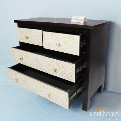 Wooden Bone Inlay 4-drawer dresser | Luxury Handmade Dresser