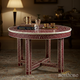 Handcrafted Red Bone Inlay Round Coffee Table | Luxury Handmade Coffee Table