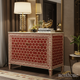 Red and Gold Geometric Pattern Wooden Dresser | Luxury Handmade Dresser