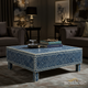 Blue Geometric Pattern Inlaid Coffee Table | Luxury Handmade Coffee Table