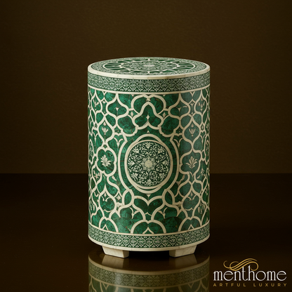 Jade Vine Traditional Ceramic Stool | Luxury Handmade Side Table
