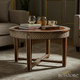 Elegant Round Wooden Coffee Table with Geometric Inlay Design | Luxury Handmade Coffee Table