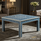 Blue and White Floral Inlay Coffee Table | Luxury Handmade Coffee Table