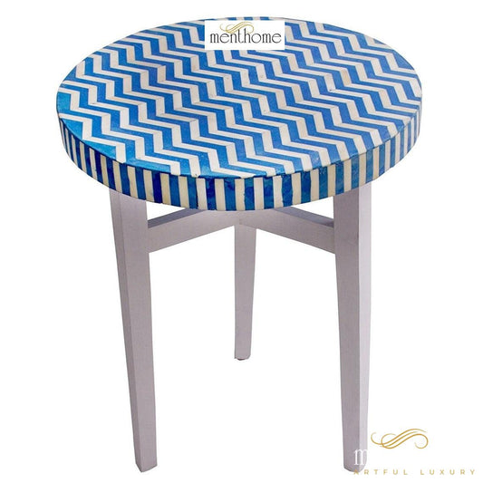Modern Side Table Bone Wooden Modern Floral Pattern Stool | Luxury Handmade Side Table