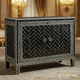 Black Bone Inlay Cabinet with Geometric Pattern | Luxury Handmade Cabinet