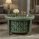Elegant Green Floral Patterned Round Coffee Table | Luxury Handmade Coffee Table