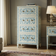 Hand-Painted Floral Pattern Wooden Chest of Drawers | Luxury Handmade Tallboy