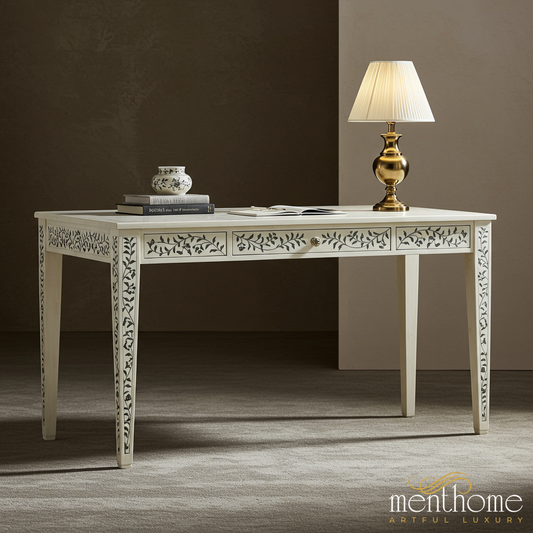 Vintage Floral Hand-Painted Wooden Desk | Luxury Handmade Desk