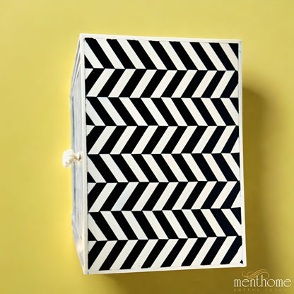 Zig-Zag Pattern 3-Drawer Resin Black Bedside Table | Luxury Handmade Bedside Table