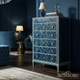 Elegant Blue Patterned Chest of Drawers | Luxury Handmade Tallboy