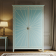 Vintage Blue Sunburst Wardrobe Armoire | Luxury Handmade Wardrobe
