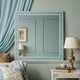 Decorative Blue Floral Patterned Wall Mirror | Luxury Handmade Mirror