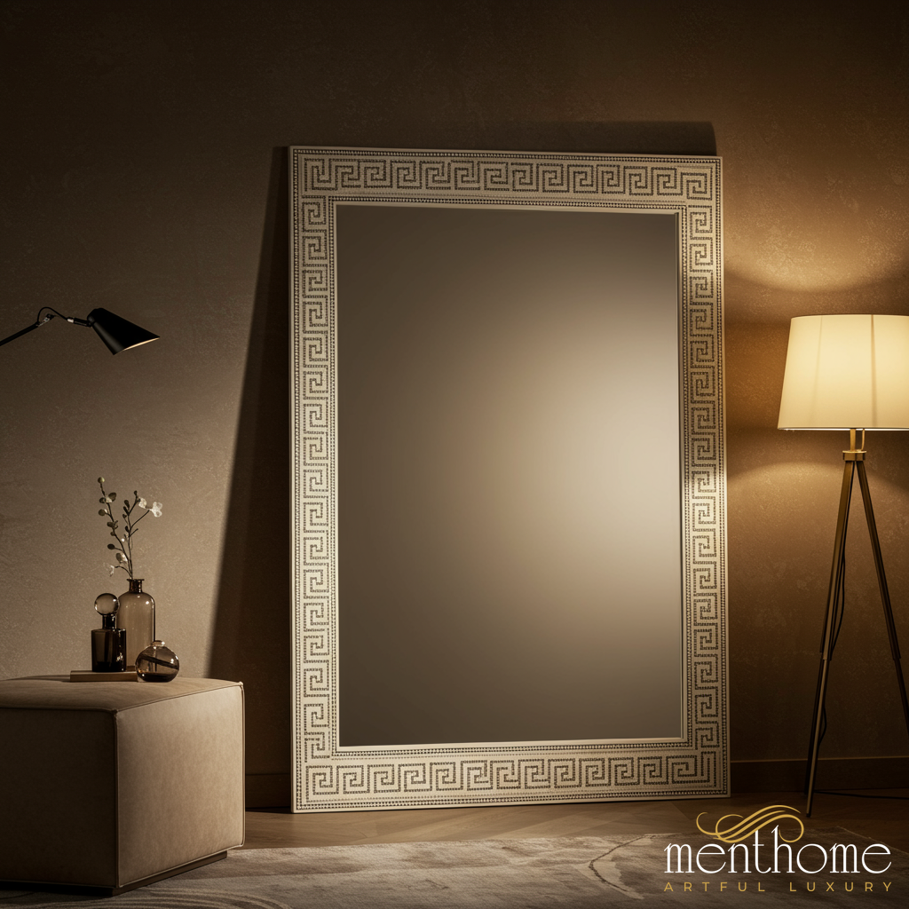 Ornate Geometric Pattern Large Floor Mirror | Luxury Handmade Mirror