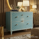 Vintage-Inspired Blue Sunburst Chest of Drawers | Luxury Handmade Dresser
